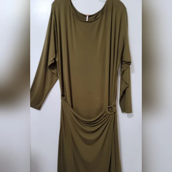 Free People Olive Asyssa Long Sleeve Jersey Maxi Wrap Dress Size Large - Picture 6 of 16